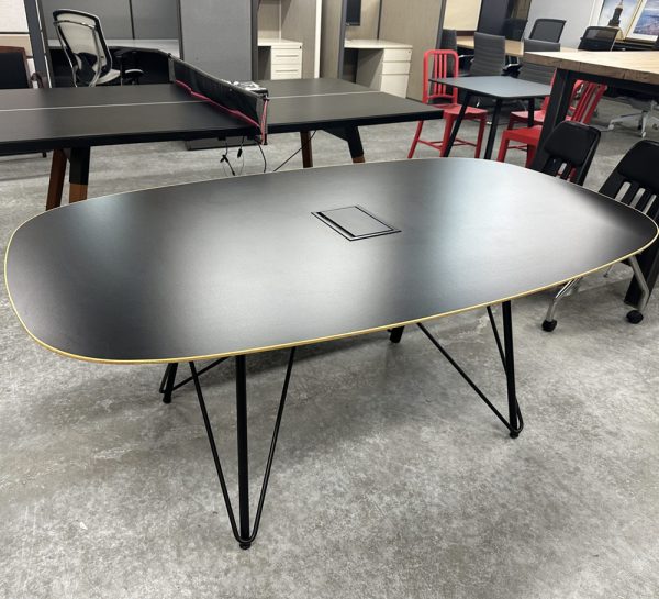 Nucraft 6′ Black Conference Table with Power Module