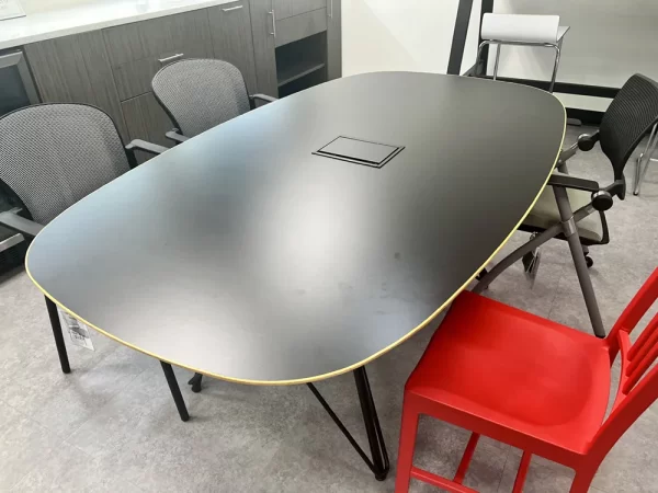 Nucraft 6′ Black Conference Table with Power Module - Image 3